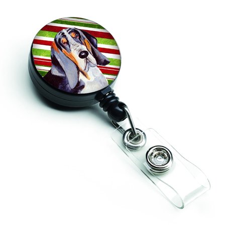 CAROLINES TREASURES Basset Hound Candy Cane Holiday Christmas Retractable Badge Reel LH9237BR